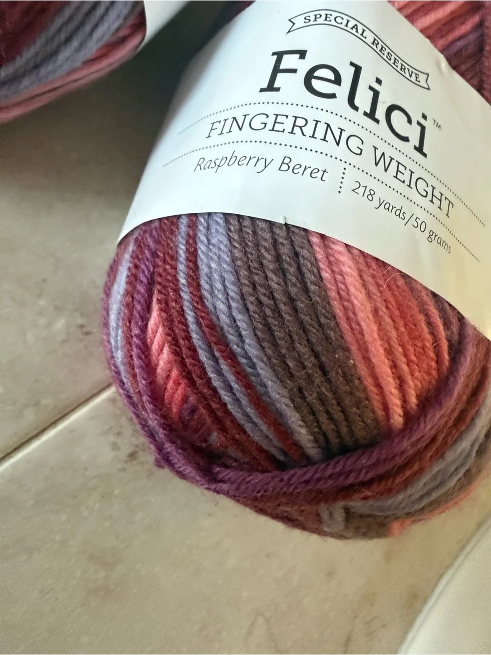 Felici Fingering Weight Yarn - Raspberry Beret - Multicolor Pink/Purple 2 Skeins